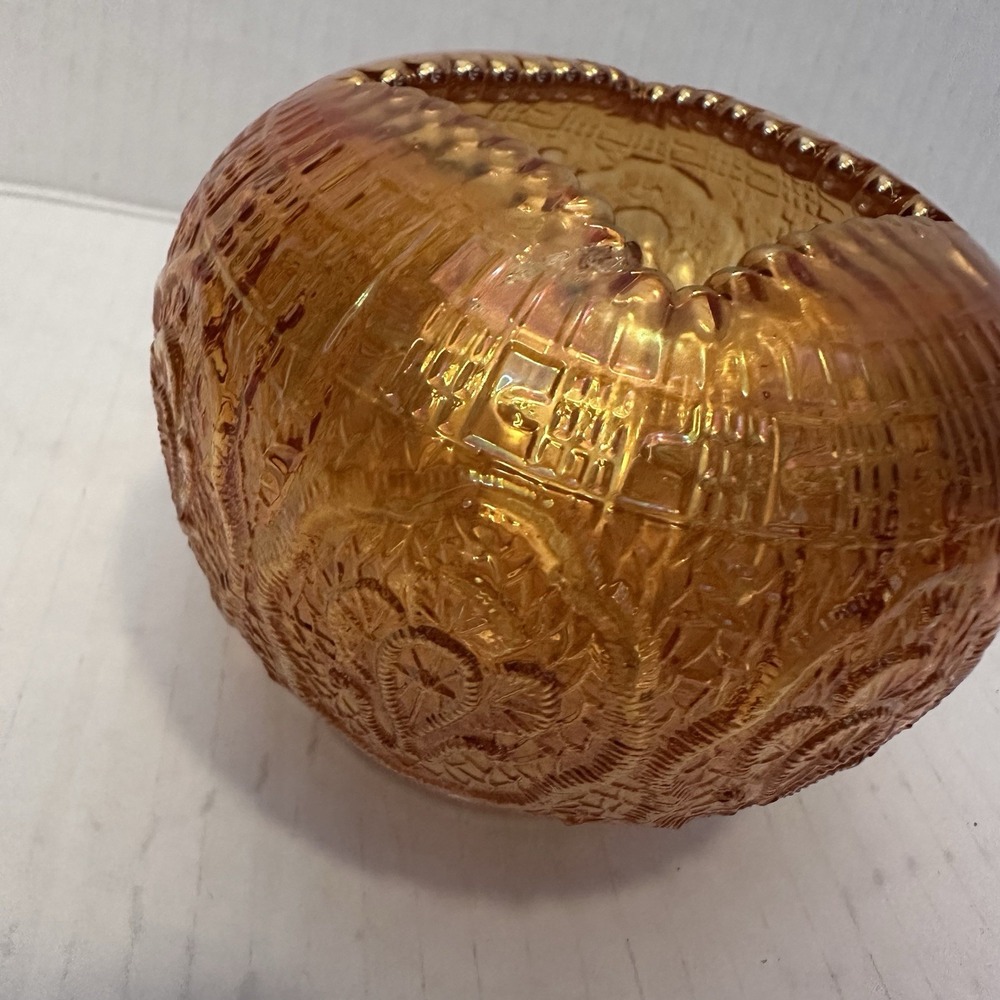 Vintage Fenton Marigold Carnival‎ Glass Persian Hair Receiver Rose Bowl Antique - Picture 5 of 8
